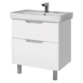 Тумба Dreja Q PLUS, 80 см, 2 ящика, с опорами, белый глянец и раковина Q 80 см, 99.0006 + 192185 - фото, отзывы, цена